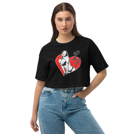 Loose drop shoulder crop top