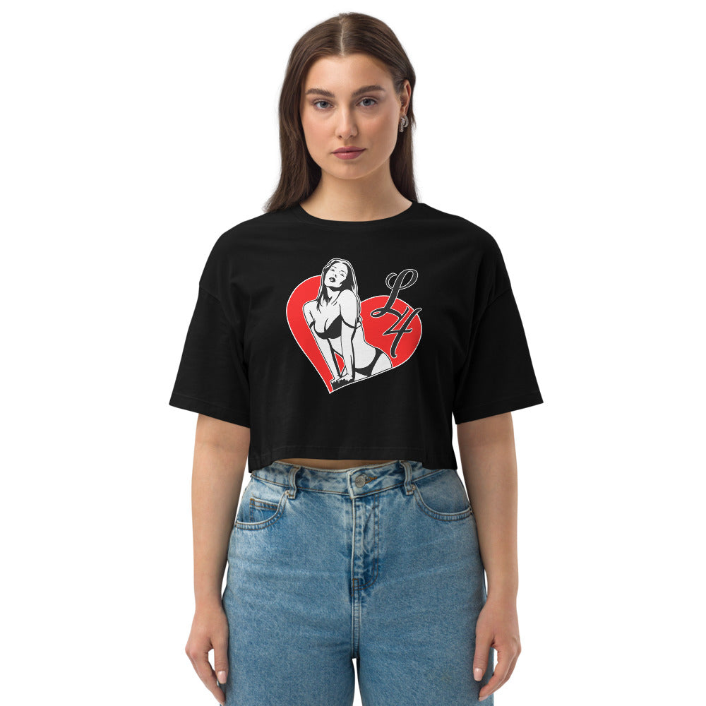 Loose drop shoulder crop top